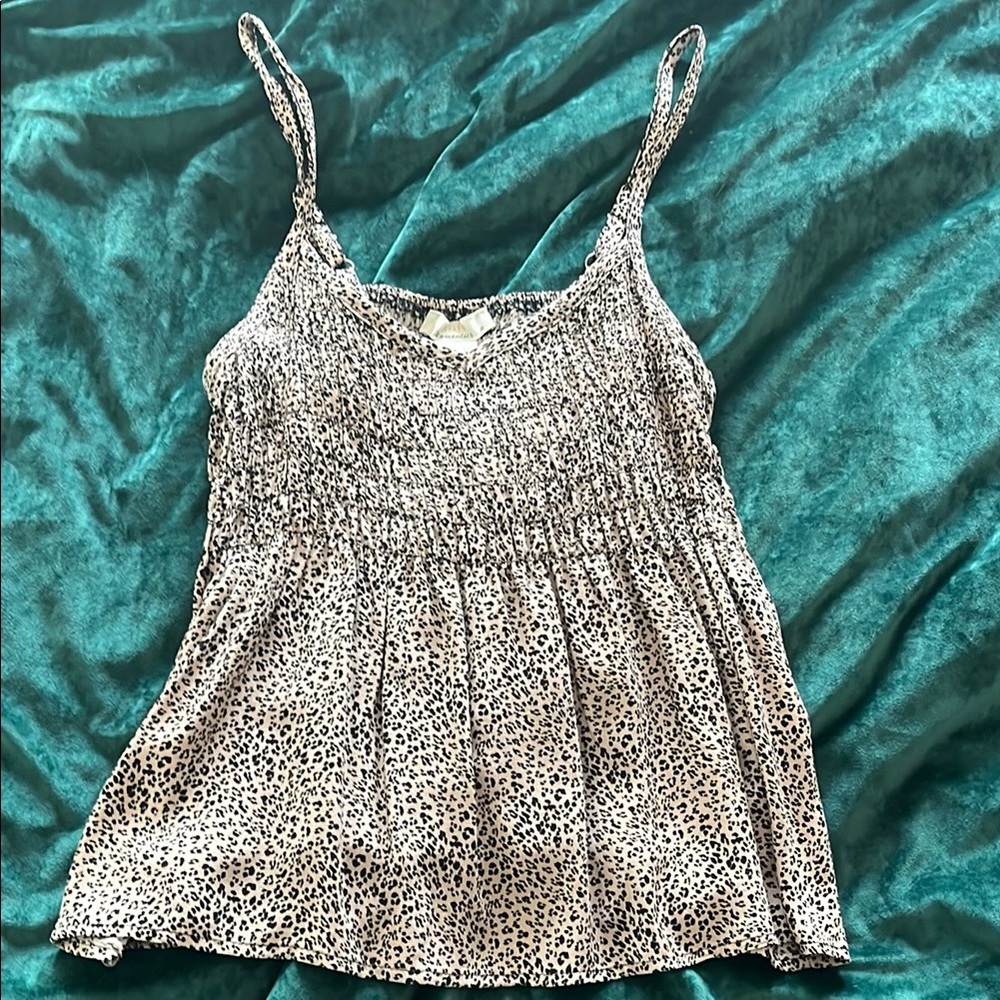 URBAN Romantics Black and Brown Smocked Camisole Tank Top